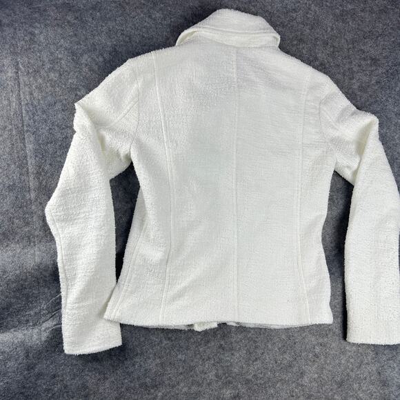 Nine West White Textured Knit Moto Jacket Size XS - Picture 2 of 5